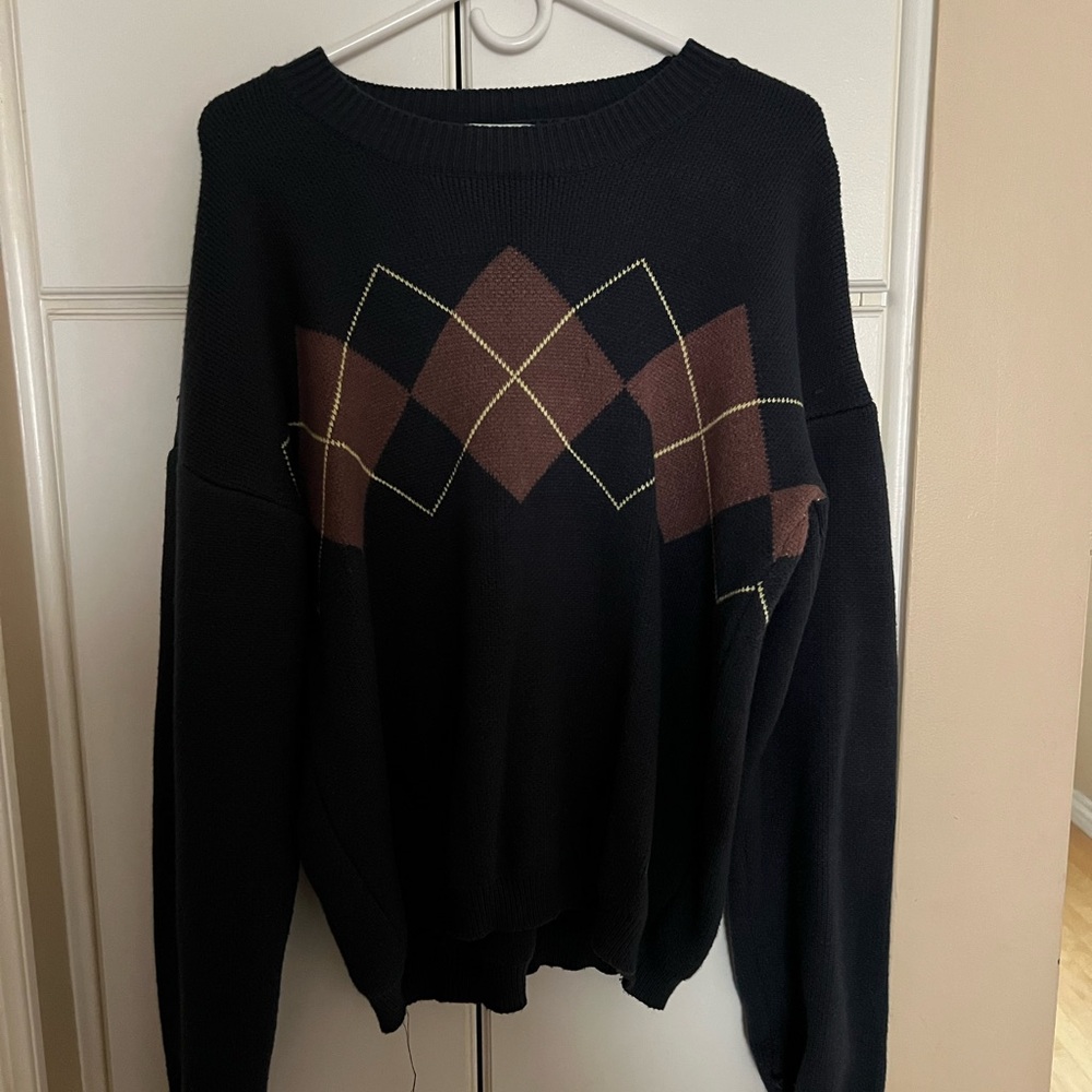 Taylor Swift Argyle Pattern Black and Brown Sweater